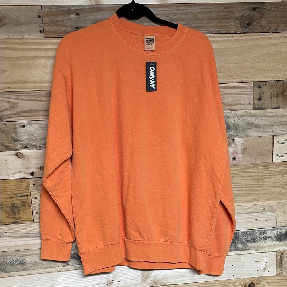 Only NY size Med Vibrant Orange 100% Cotton Soft Stretchy Crewneck Sweatshirt